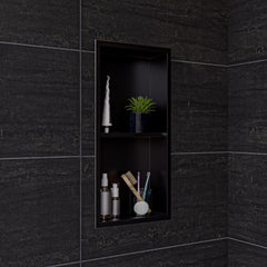 Alfi 12" x 24" Vertical Double Shelf Shower Niche - Brushed Black PVD