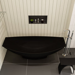 Alfi Black Matte 71  Solid Surface Resin Free Standing Hammock Style Bathtub - AB9991BM