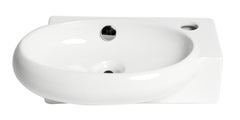 Alfi White 17  Small Wall Mounted Ceramic Sink with Faucet Hole - ABC117