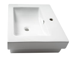 Alfi White 24  Rectangular Semi Recessed Ceramic Sink with Faucet Hole - ABC701
