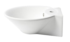 Alfi White 17  Round Wall Mounted Ceramic Sink with Faucet Hole - ABC113