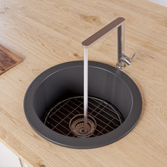 Alfi Round 18" x 18" Undermount / Drop In Fireclay Prep Sink - Black Matte