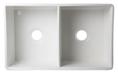 Alfi White 32  Decorative Lip Apron Double Bowl Fireclay Farmhouse Kitchen Sink - AB539-W