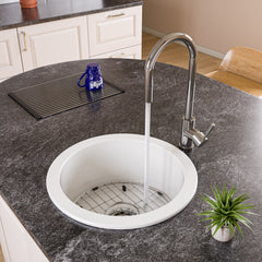 Alfi Round 18" x 18" Undermount / Drop In Fireclay Prep Sink - White