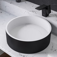 Alfi Black Matte 15" Round Solid Surface Resin Sink - Black & White