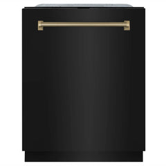 ZLINE Autograph Edition 24 in. Monument Series 3rd Rack Top Touch Control Tall Tub Dishwasher in Black Stainless Steel  Helix Handle, 45dBa - DWMTZ-BS-24
