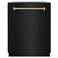 ZLINE Autograph Edition 24 in. Monument Series 3rd Rack Top Touch Control Tall Tub Dishwasher in Black Stainless Steel  Helix Handle, 45dBa - DWMTZ-BS-24