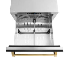 ZLINE Autograph Edition 24 in. Touchstone 168 Can Outdoor-Rated Dual Refrigerator Drawer with Black Stainless Steel Doors - RDSO