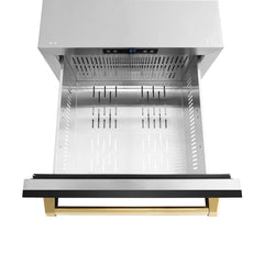 ZLINE Autograph Edition 24 in. Touchstone 168 Can Outdoor-Rated Dual Refrigerator Drawer with Black Stainless Steel Doors - RDSO