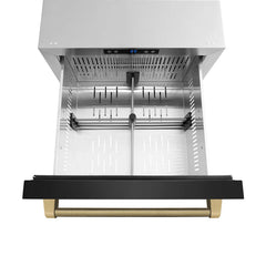 ZLINE Autograph Edition 24 in. Touchstone 168 Can Outdoor-Rated Dual Refrigerator Drawer with Black Stainless Steel Doors - RDSOZ-BS-24-K