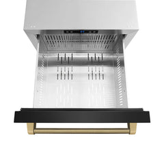 ZLINE Autograph Edition 24 in. Touchstone 168 Can Outdoor-Rated Dual Refrigerator Drawer with Black Stainless Steel Doors - RDSOZ-BS-24-K