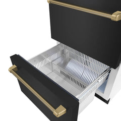 ZLINE Autograph Edition 24 in. Touchstone 168 Can Outdoor-Rated Dual Refrigerator Drawer with Black Stainless Steel Doors - RDSOZ-BS-24-K