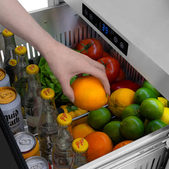 ZLINE Autograph Edition 24 in. Touchstone 168 Can Outdoor-Rated Dual Refrigerator Drawer with Black Stainless Steel Doors - RDSOZ-BS-24-K