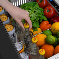 ZLINE Autograph Edition 24 in. Touchstone 168 Can Outdoor-Rated Dual Refrigerator Drawer with Black Stainless Steel Doors - RDSOZ-BS-24-K