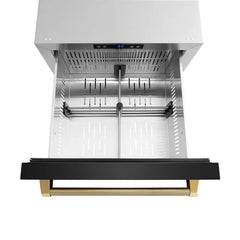 ZLINE Autograph Edition 24 in. Touchstone 168 Can Outdoor-Rated Dual Refrigerator Drawer with Black Stainless Steel Doors - RDSOZ-BS-24-K