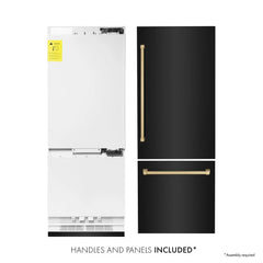 ZLINE 30 in. 16.1 cu. ft. Built-In Bottom Freezer Refrigerator with Water Dispenser and Ice Maker in Black - RBIV