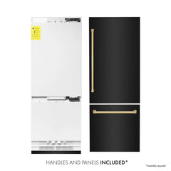 ZLINE 30 in. 16.1 cu. ft. Built-In Bottom Freezer Refrigerator with Water Dispenser and Ice Maker in Black - RBIV