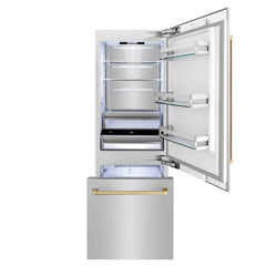 ZLINE 30 Inch 16.1 cu. ft. Built-In Bottom Freezer Refrigerator with Water Dispenser and Ice Maker in Stainless Steel - RBIV