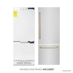 ZLINE 30 Inch 16.1 cu. ft. Built-In Bottom Freezer Refrigerator with Water Dispenser and Ice Maker in Stainless Steel - RBIV