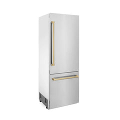 ZLINE 30 Inch 16.1 cu. ft. Built-In Bottom Freezer Refrigerator with Water Dispenser and Ice Maker in Stainless Steel - RBIV