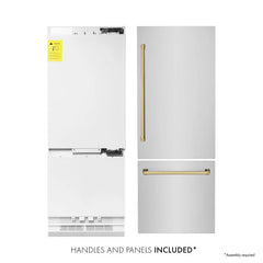 ZLINE 30 Inch 16.1 cu. ft. Built-In Bottom Freezer Refrigerator with Water Dispenser and Ice Maker in Stainless Steel - RBIV