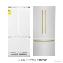 ZLINE Autograph Edition 36 in. 19.6 cu. ft. French Door Built-In Bottom Freezer Refrigerator with Water Dispenser and Ice Maker - RBIVZ-304-36