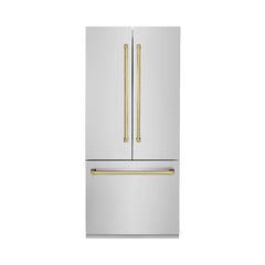 ZLINE Autograph Edition 36 in. 19.6 cu. ft. French Door Built-In Bottom Freezer Refrigerator with Water Dispenser and Ice Maker - RBIVZ-304-36