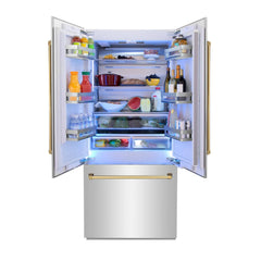 ZLINE Autograph Edition 36 in. 19.6 cu. ft. French Door Built-In Bottom Freezer Refrigerator with Water Dispenser and Ice Maker - RBIVZ-304-36