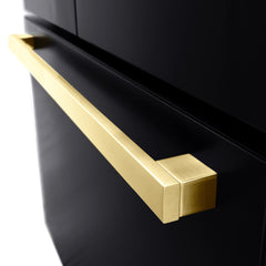 ZLINE Autograph Edition 36 in. 28.9 cu. ft. Standard-Depth French Door External Water Dispenser Refrigerator with Dual Ice Maker in Black Stainless Steel and Polished Gold Square Handles - RSMZ-W-36-BS-FG