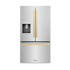 ZLINE Autograph Edition 36 in. 28.9 cu. ft. Standard-Depth French Door External Water Dispenser Refrigerator with Dual Ice Maker in Fingerprint Resistant Stainless Steel  - RSMZ-W-36