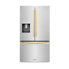 ZLINE Autograph Edition 36 in. 28.9 cu. ft. Standard-Depth French Door External Water Dispenser Refrigerator with Dual Ice Maker in Fingerprint Resistant Stainless Steel  - RSMZ-W-36