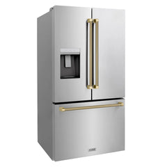 ZLINE Autograph Edition 36-Inch 28.9 cu. ft. Standard-Depth French Door Refrigerator with Dual Ice Maker and External Water Dispenser in Fingerprint-Resistant Stainless Steel - RSMZ-W-36-K
