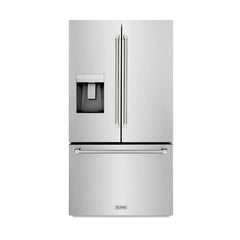 ZLINE Autograph Edition 36-Inch 28.9 cu. ft. Standard-Depth French Door Refrigerator with Dual Ice Maker and External Water Dispenser in Fingerprint-Resistant Stainless Steel - RSMZ-W-36-K