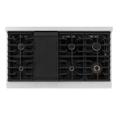 ZLINE Autograph Edition 48 in. 6.7 cu. ft. Paramount Double Oven Dual Fuel Range with 8 Burner Gas Cooktop in Satin Stainless Steel with White Matte Doors and Matte Black Accents - SDRSZ-WM-48-MB - The Home Selection