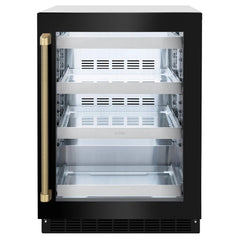 ZLINE Autograph Edition 24 in. Touchstone 151-Can Beverage Fridge with Black Stainless Steel Glass Door - RBSOZ-BS-24-K