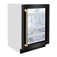 ZLINE Autograph Edition 24 in. Touchstone 151-Can Beverage Fridge with Black Stainless Steel Glass Door - RBSOZ-BS-24-K