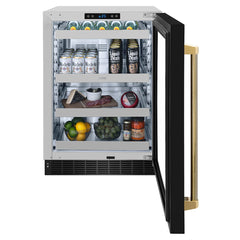 ZLINE Autograph Edition 24 in. Touchstone 151-Can Beverage Fridge with Black Stainless Steel Glass Door - RBSOZ-BS-24-K