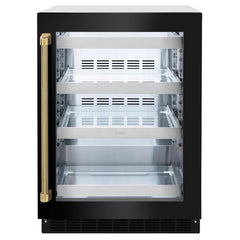 ZLINE Autograph Edition 24 in. Touchstone 151-Can Beverage Fridge with Black Stainless Steel Glass Door - RBSOZ-BS-24-K