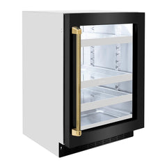 ZLINE Autograph Edition 24 in. Touchstone 151-Can Beverage Fridge with Black Stainless Steel Glass Door - RBSOZ-BS-24-K