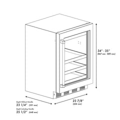 ZLINE Autograph Edition 24 in. Touchstone 151 Can Beverage Fridge With Stainless Steel Glass Door - RBSOZ-GS-24