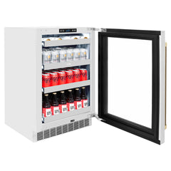 ZLINE Autograph Edition 24 in. Touchstone 151 Can Beverage Fridge With Stainless Steel Glass Door - RBSOZ-GS-24