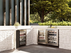 ZLINE Autograph Edition 24 in. Touchstone Dual Zone 44 Bottle Wine Cooler With Stainless Steel Glass Door And Champagne Bronze Handle (RWDOZ-GS-24-CB)