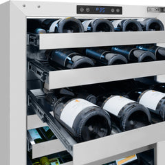 ZLINE Autograph Edition 24 in. Touchstone Dual Zone 44 Bottle Wine Cooler With Stainless Steel Glass Door And Champagne Bronze Handle (RWDOZ-GS-24-CB)