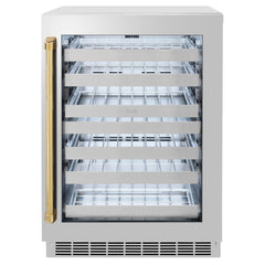 ZLINE Autograph Edition 24 in. Touchstone Dual Zone 44 Bottle Wine Cooler With Stainless Steel Glass Door And Polished Gold Handle (RWDOZ-GS-24-G)