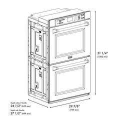 ZLINE Autograph Edition 30 in. Professional True Convection Double Wall Oven with Air Fry and Self Clean in Satin Stainless Steel with Helix Handles - WADSZ-30-K