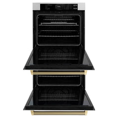 ZLINE Autograph Edition 30 in. Professional True Convection Double Wall Oven with Air Fry and Self Clean in Satin Stainless Steel with Helix Handles - WADSZ-30-K