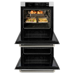 ZLINE Autograph Edition 30 in. Professional True Convection Double Wall Oven with Air Fry and Self Clean in Satin Stainless Steel with Helix Handles - WADSZ-30-K