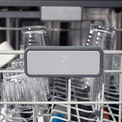 ZLINE Autograph Edition 24 in. Monument Series 3rd Rack Top Touch Control Tall Tub Dishwasher in Stainless Steel, Nickel Helix Handle, 45dBa - DWMTZ-30424-K