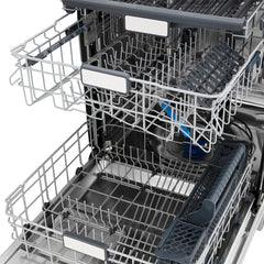 ZLINE Autograph Edition 24 in. Monument Series 3rd Rack Top Touch Control Tall Tub Dishwasher in Stainless Steel, Nickel Helix Handle, 45dBa - DWMTZ-30424-K