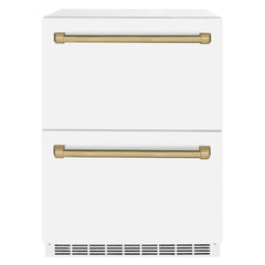 ZLINE 24 in. Touchstone 168 Can Outdoor-Rated Dual Refrigerator Drawer with White Matte Doors - RDSO